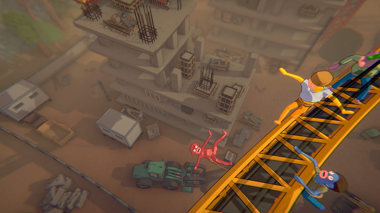 Friendly Steps squad crossing a construction crane above a building site